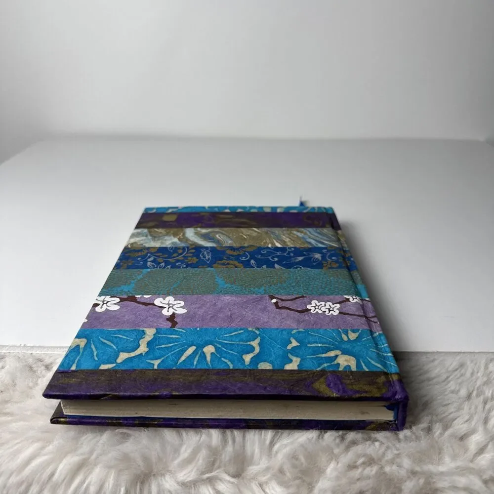 Blue Floral Journal Blank Diary Book Hard Cover Made From Lokta Plant from Nepal